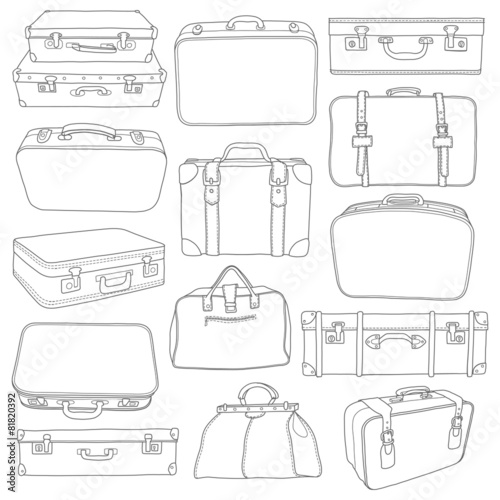 Set of Vintage Suitcases - for design in vector