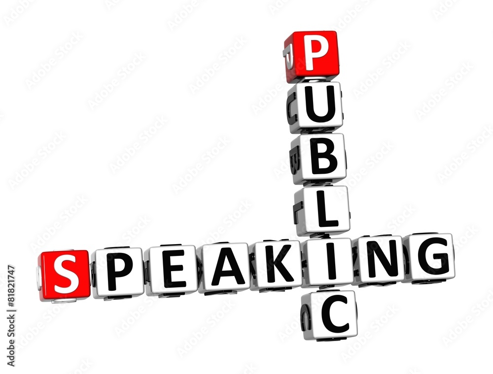 3D Crossword Public Speaking over white background. 3D Crossword Public Speaking over white background.