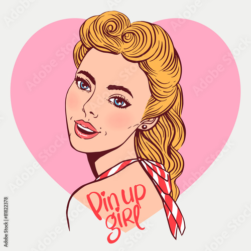 smiling blond pin-up girl