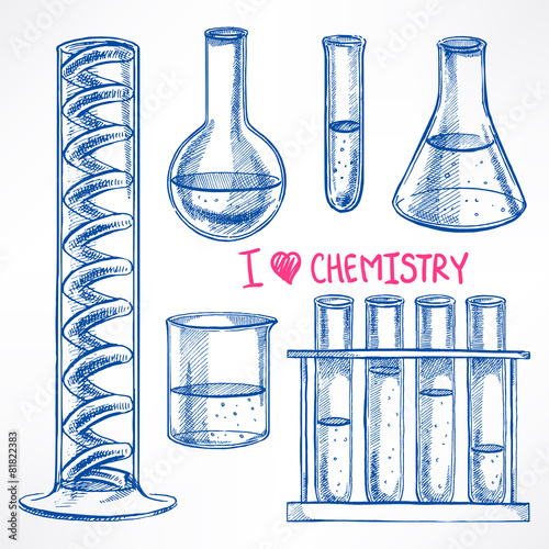 set with the chemical flasks
