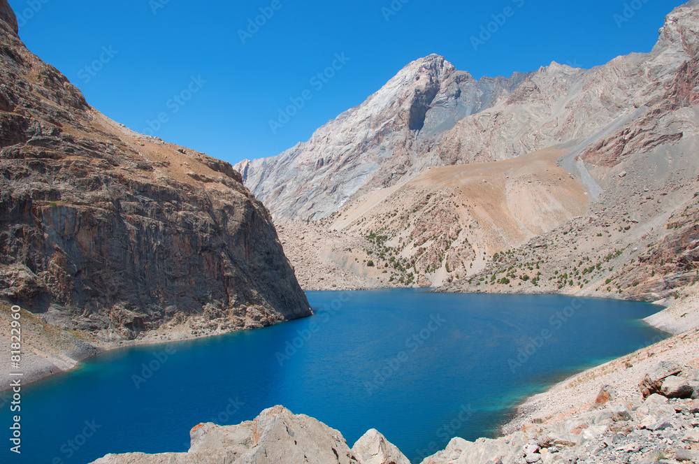 Majestic mountain lake in Tajikistan