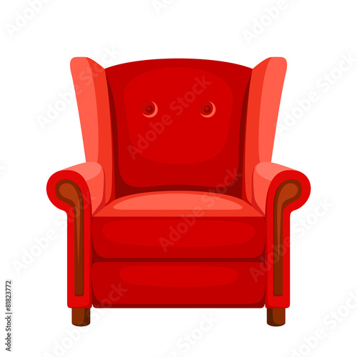 Red armchair. Vector illustration.