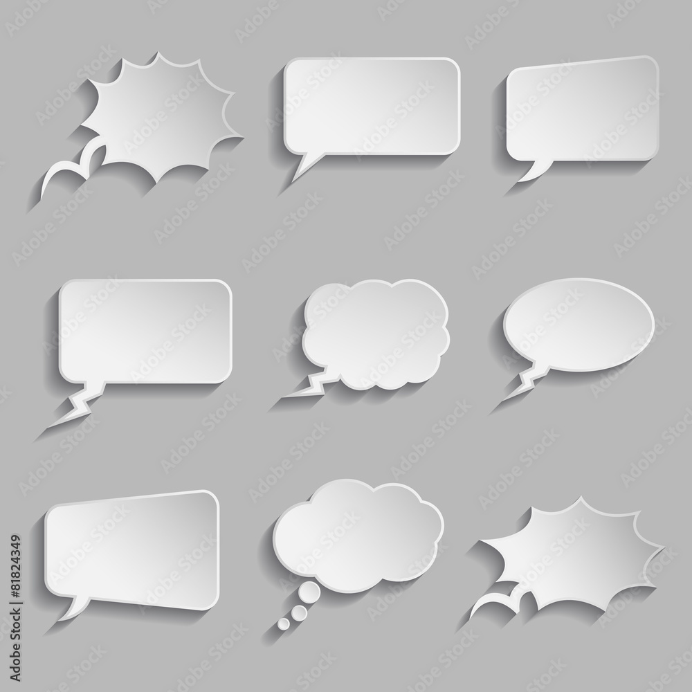 Collection of comic style thought bubbles - 3D look Collection of comic style thought bubbles - 3D look