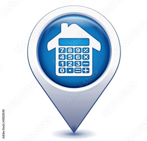calculatrice maison sur marqueur géolocalisation bleu