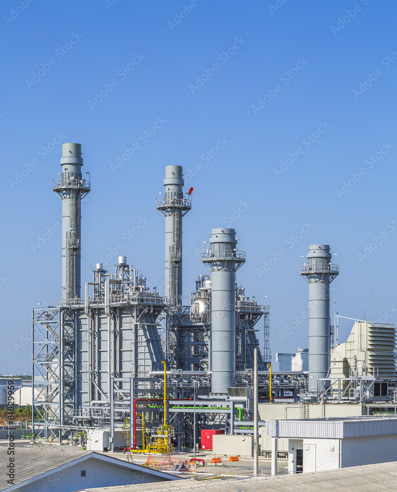 Gas turbine power plant with blue sky Gas turbine power plant with blue sky