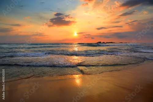 Panel kuchenny z motywem landscape with sea sunset on beach