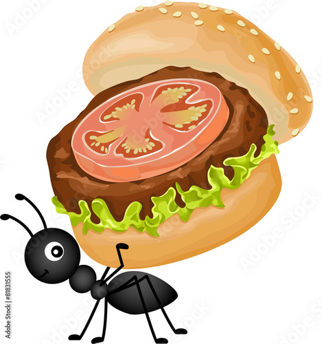 Ant carrying a burger