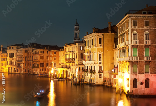 Night at Grand canal in Venice, Italy.