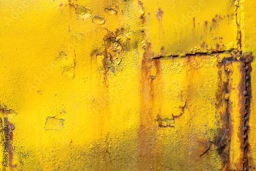 iron surface is covered with old paint