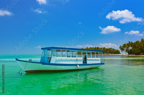 Tropical island and boat