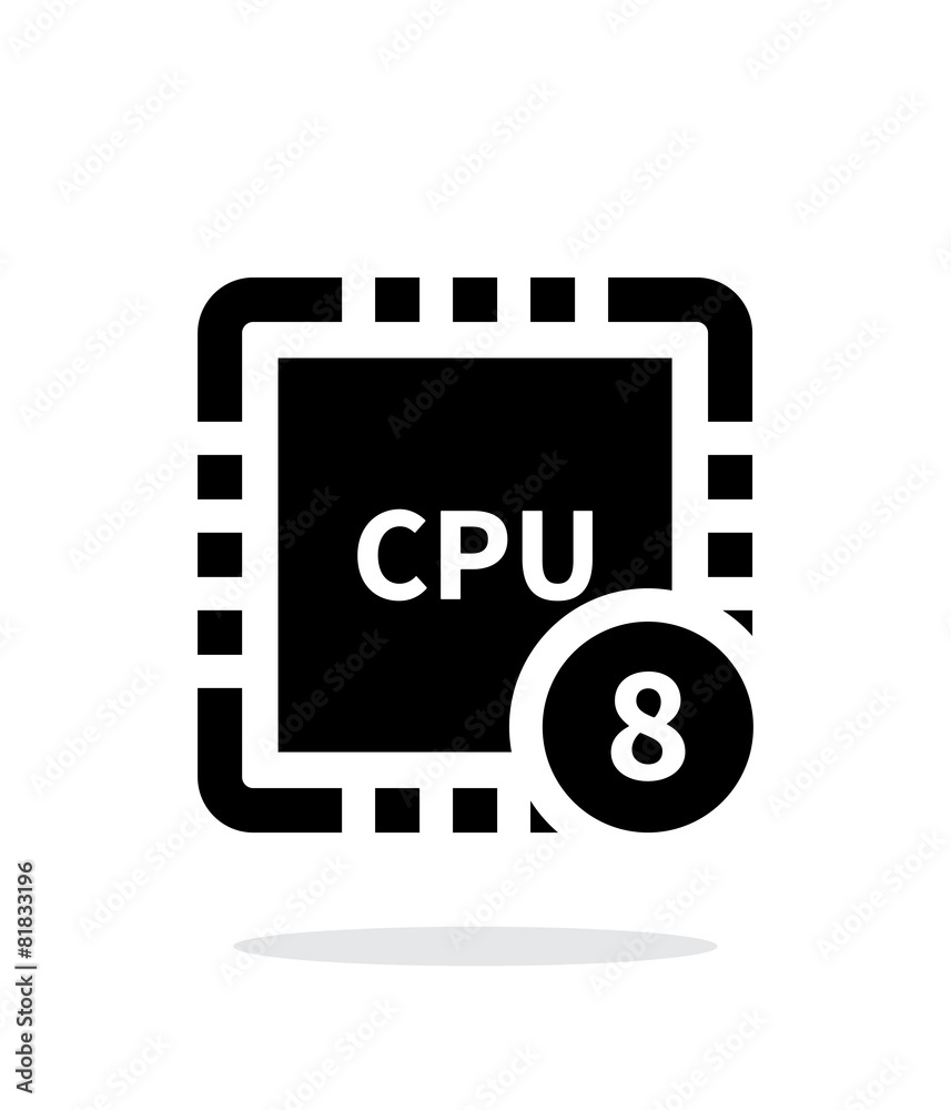 Eight Core CPU simple icon on white background. Eight Core CPU simple icon on white background.