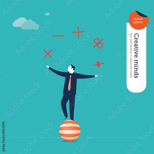 Businessman juggler with mathematical functions.
