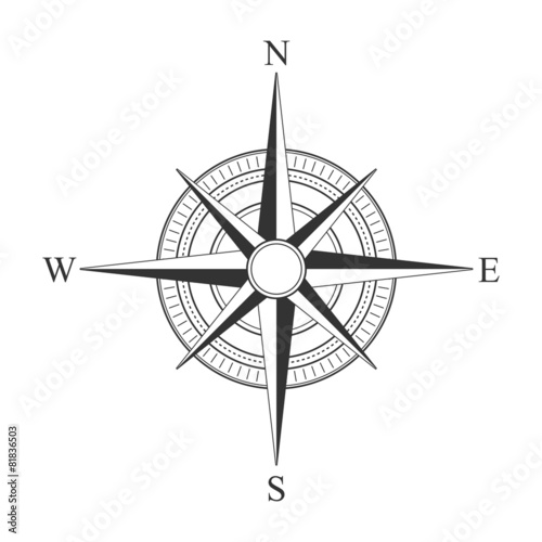 Vector black compass icons.