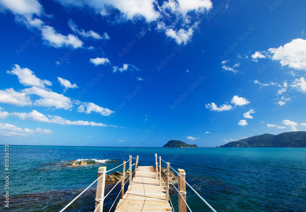 wooden bridge - sea, summer.