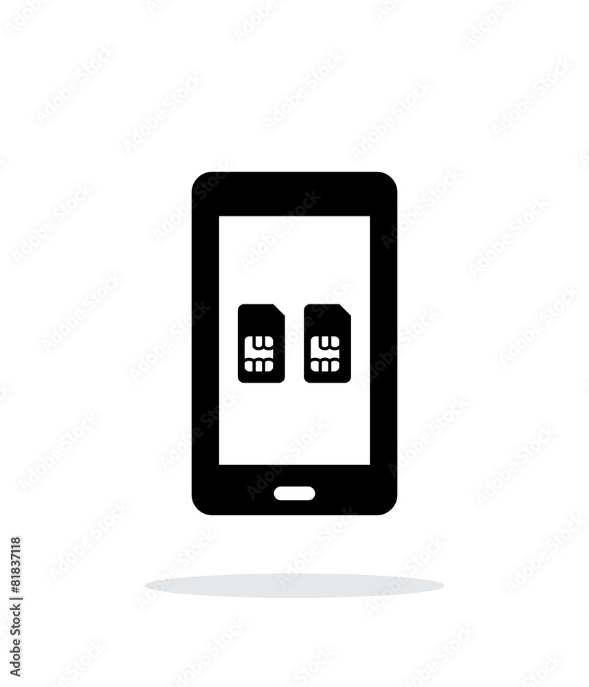 Dual SIM mobile phone simple icon on white background. Dual SIM mobile phone simple icon on white background.