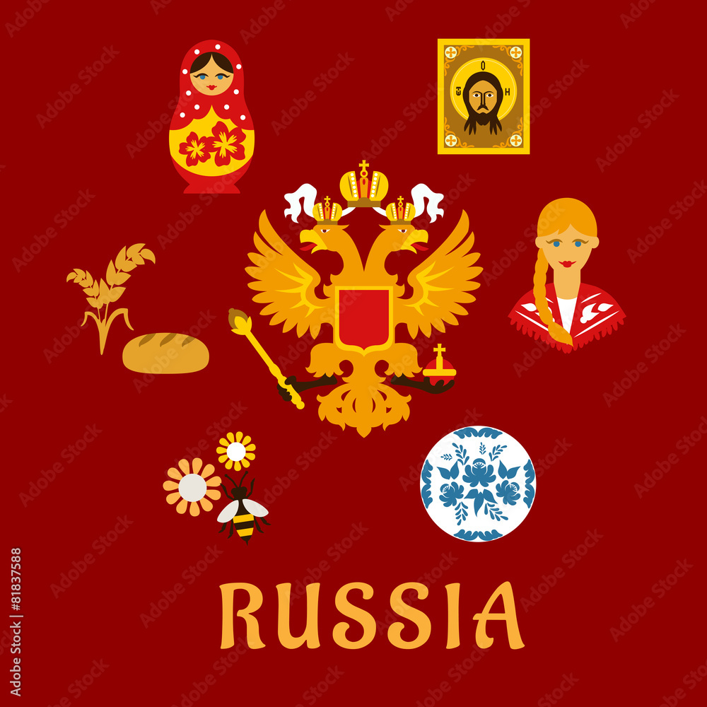 Russian traditional national flat symbols