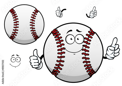 Cartoon baseball ball with thumb up