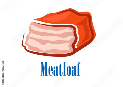 Cartoon fresh isolated beef meatloaf