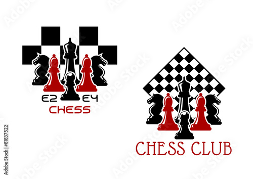 Chess club sport emblems or symbols