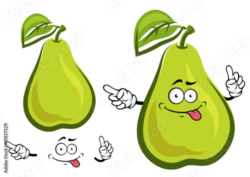 Funny green yellow pear fruit character