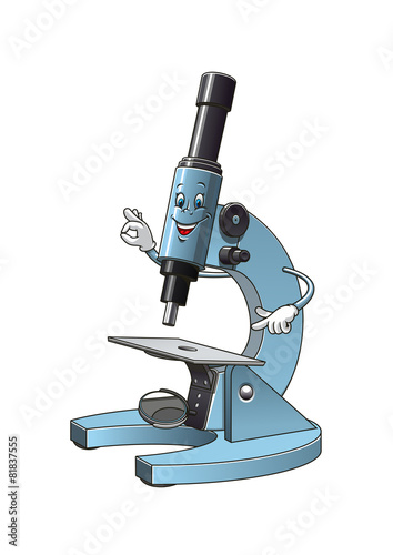 Microscope cartoon character with specimen slide