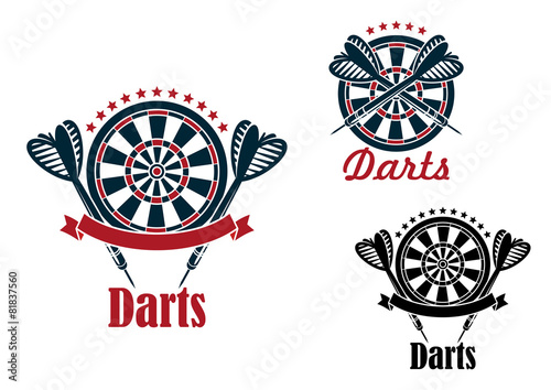 Darts sport game emblems and symbols