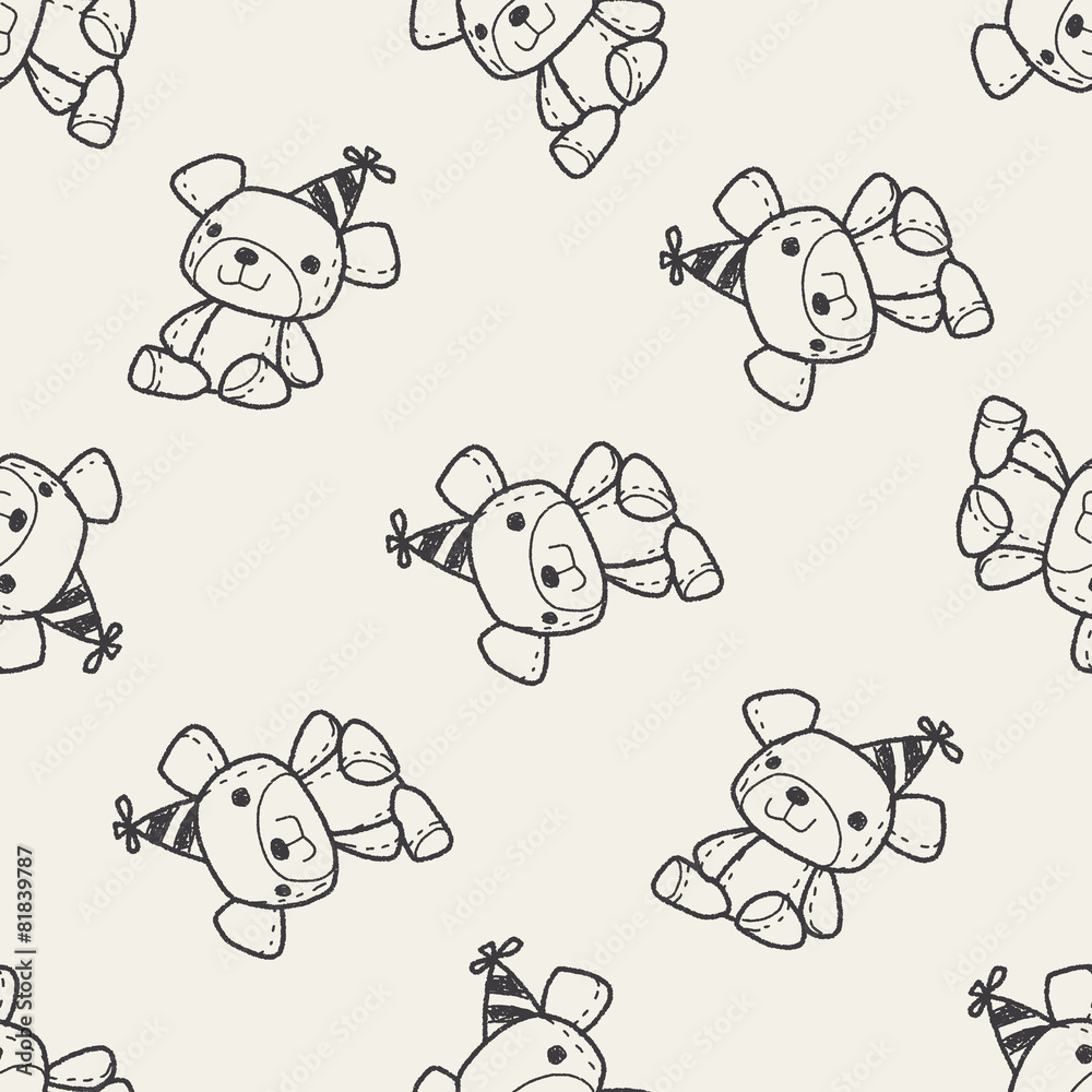 Doodle Teddy seamless pattern background