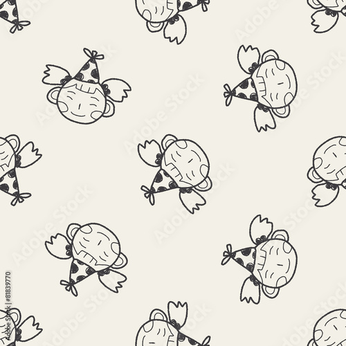 doodle birthday girl seamless pattern background