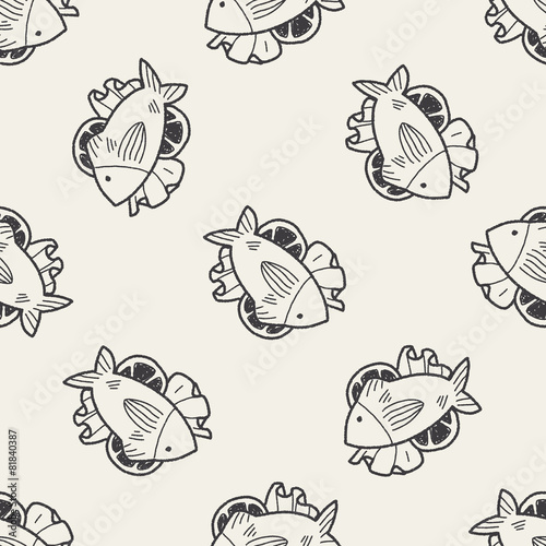 fish food doodle seamless pattern background