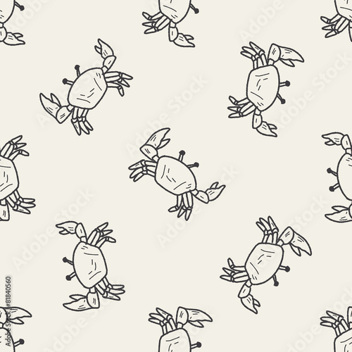 crab doodle seamless pattern background
