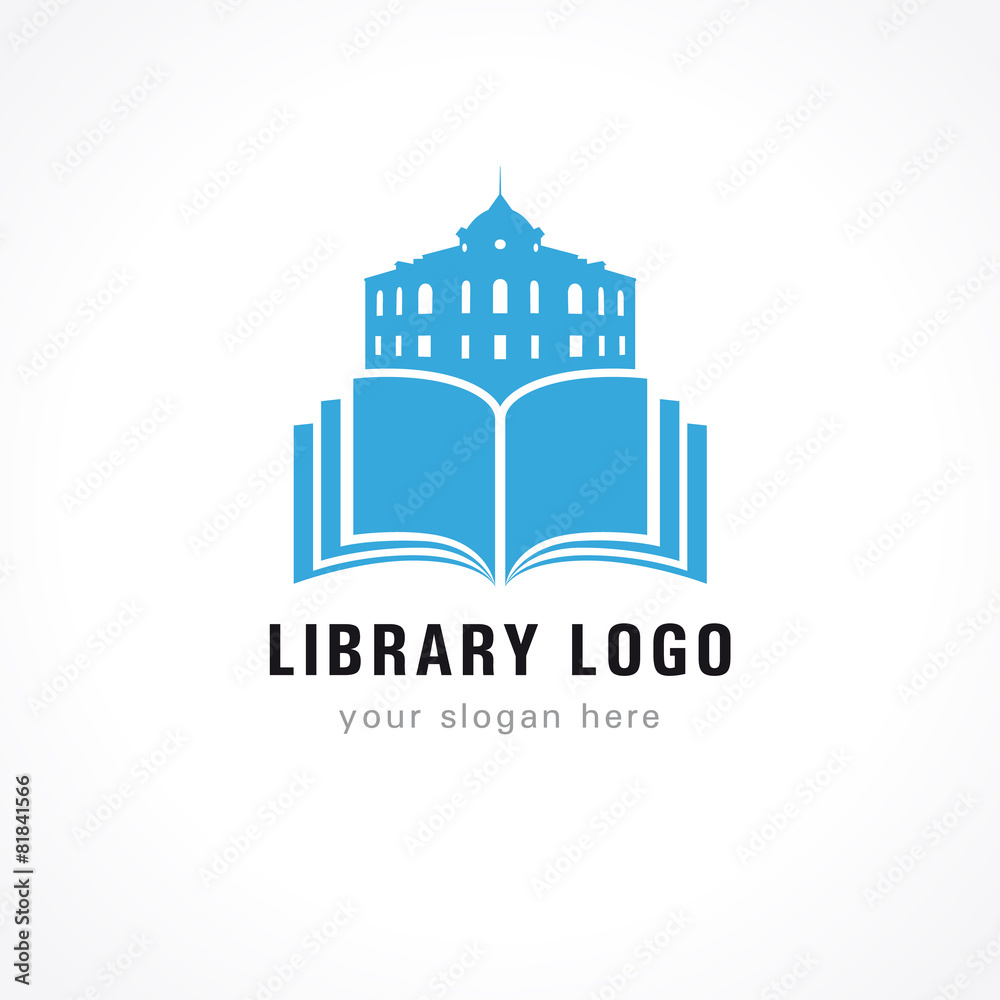 Library logo building book