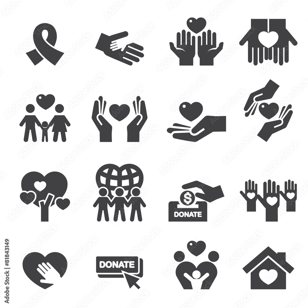 Charity Silhouette icons Stock Vector | Adobe Stock