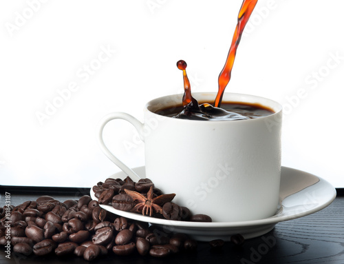 splash coffee isolated on white background