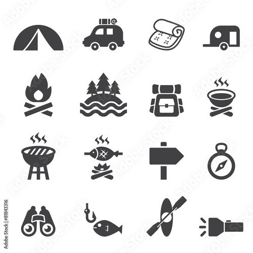 camp icon set