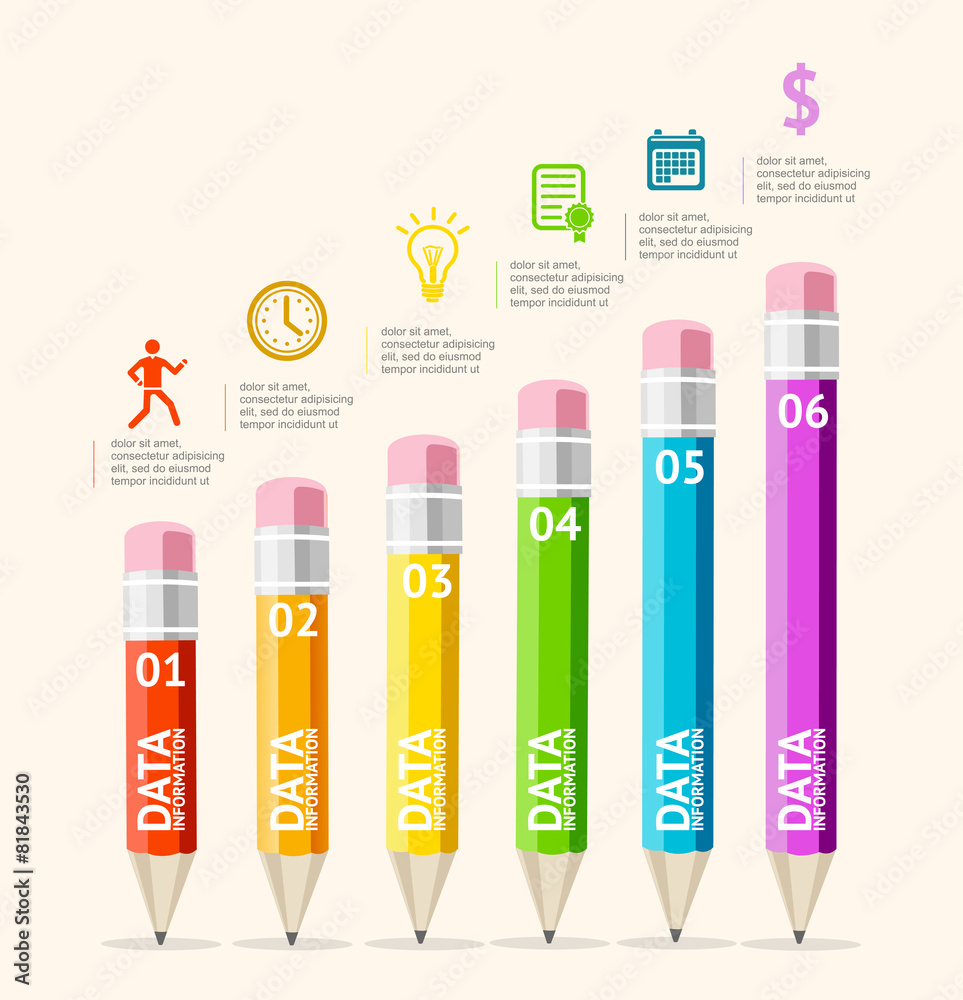 Vector business infographics with pencils Vector business infographics with pencils