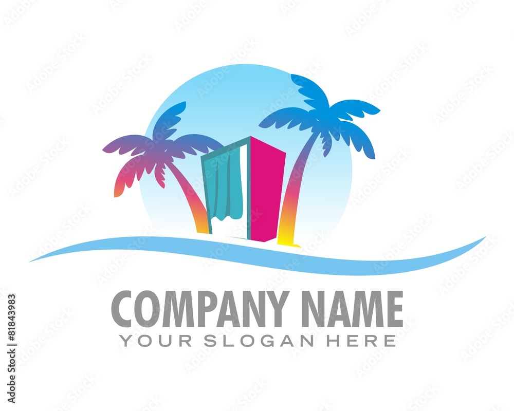beach palm photobox logo image vector