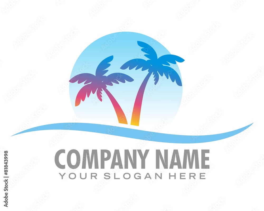 beach palm logo image vector