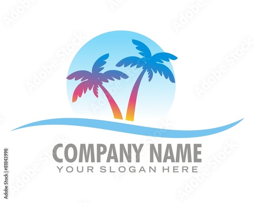 beach palm logo image vector