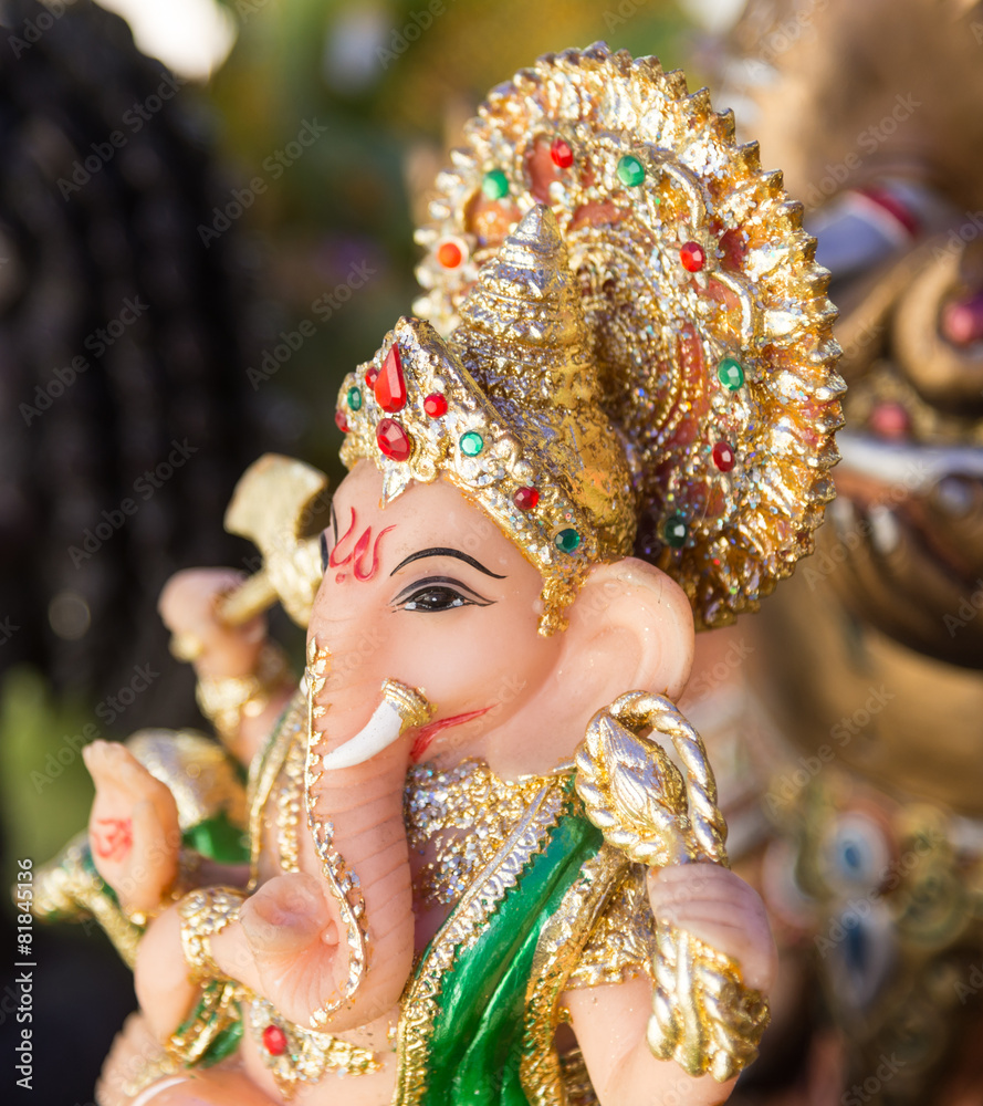 Ganesh ,elephant god, figure closeup