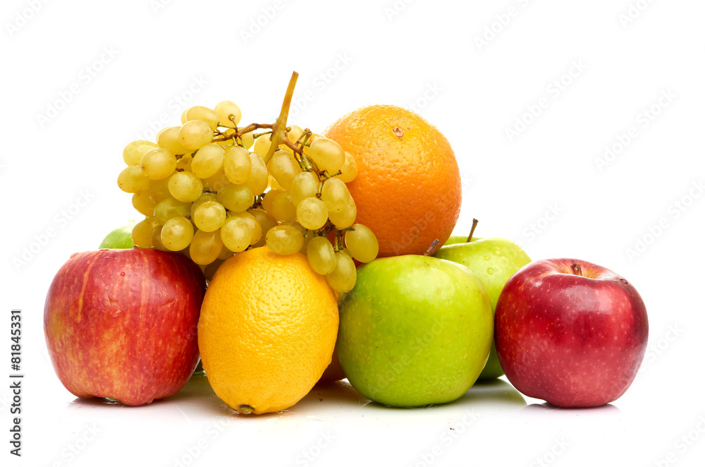 Composition with fruits isolated on a white Composition with fruits isolated on a white