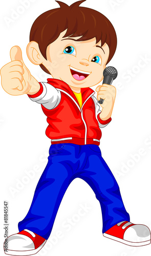young boy singer thumb up