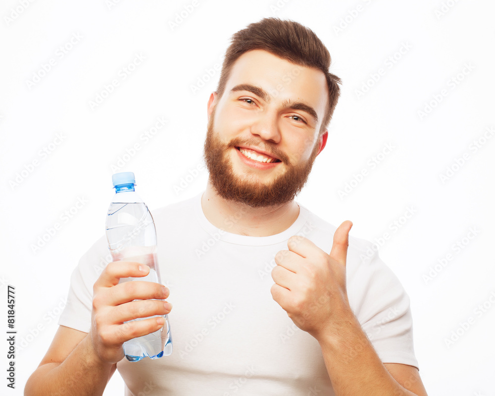 man with bottle of water man with bottle of water