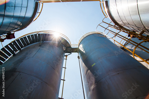 Under view Oil Tank Factory plant.