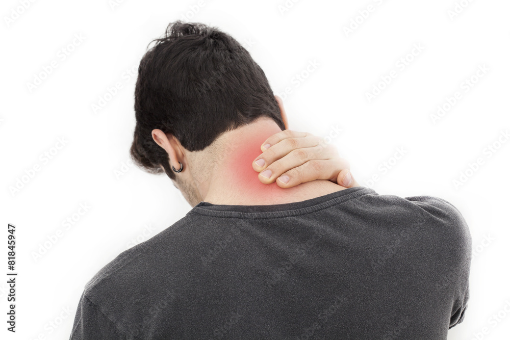Young man with pain in neck Young man with pain in neck