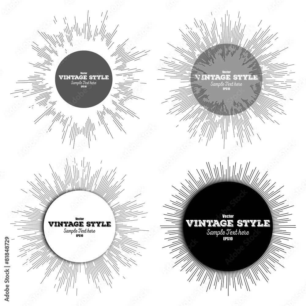 Fototapeta premium Set of vintage style star burst, retro elements for your design