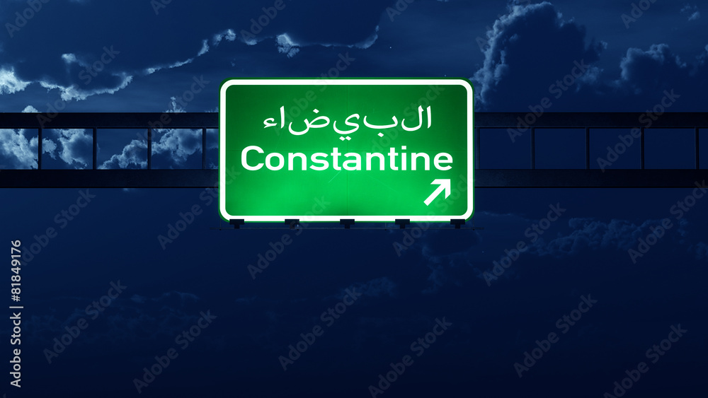 Constantine Alger Highway Road Sign at Night