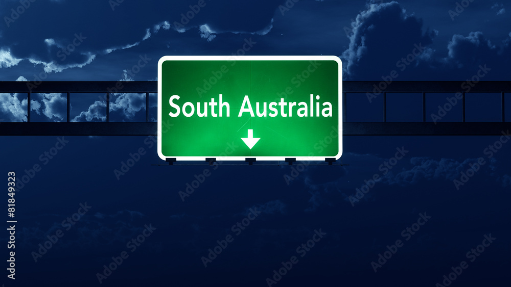 South Australia Highway Road Sign at Night