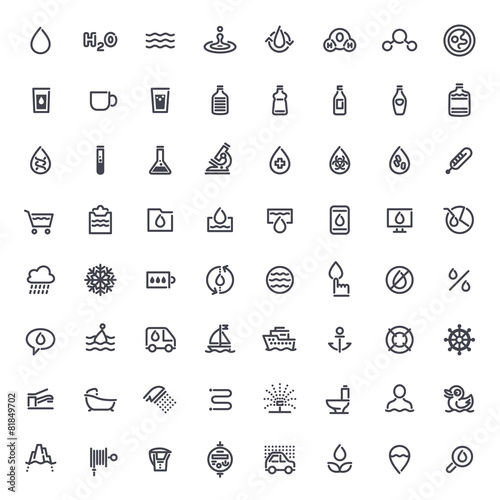 Stroke Water Icons Set