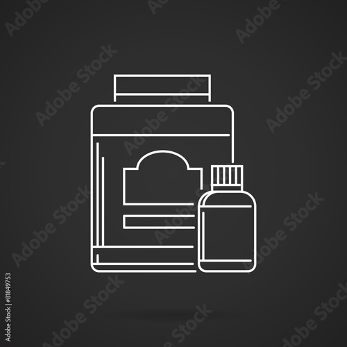 Sports nutrition white line vector icon