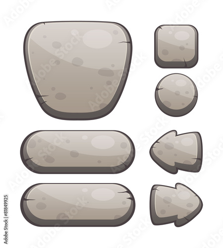 Vector Set of Stone Buttons for Web or Game Design